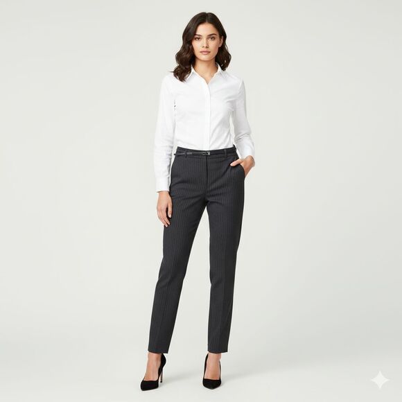 Calvin Klein Women's Pinstripe Skinny Pants NWT Size 2 x 31 Black White Low Rise - Picture 7 of 7